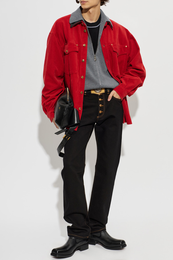 Versace Cárdigan de lana con bolsillo
