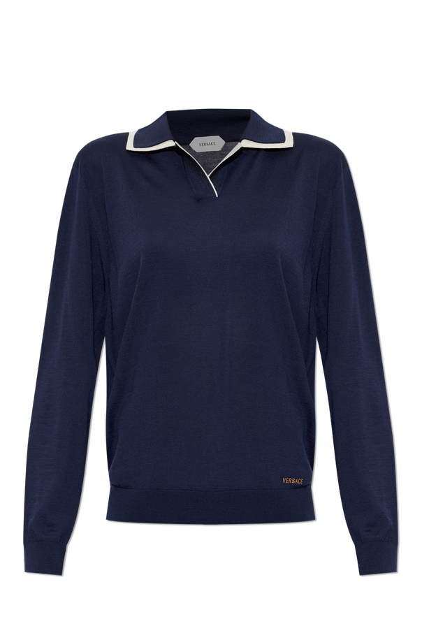 Wool long-sleeve polo od Versace