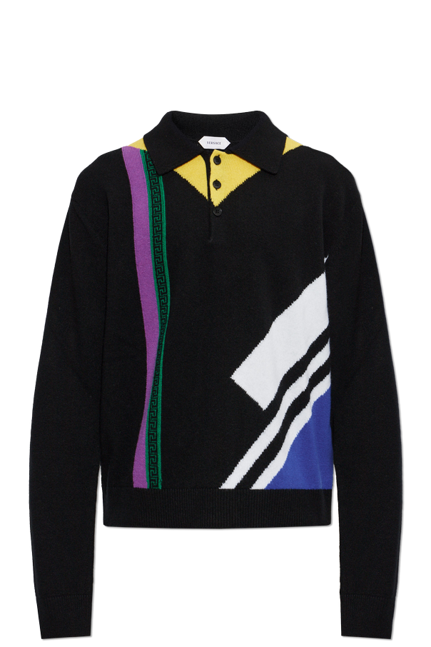 Wool long-sleeve polo od Versace
