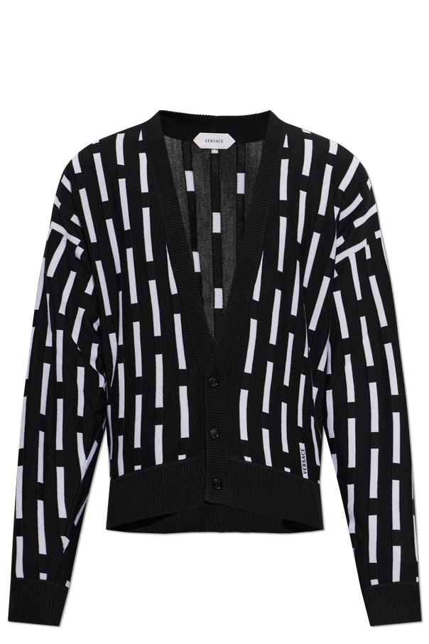Wool cardigan with embroidered logo od Versace