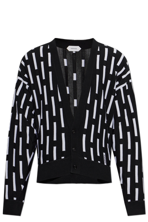 Wool cardigan with embroidered logo