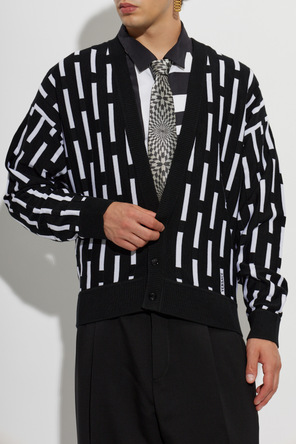 Versace Wełniany kardigan z wyszytym logo