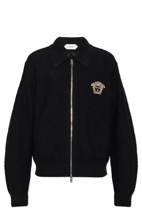 Wool cardigan with embroidered Medusa head od Versace