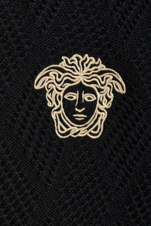 Versace Wollene Strickjacke mit gesticktem Medusenkopf