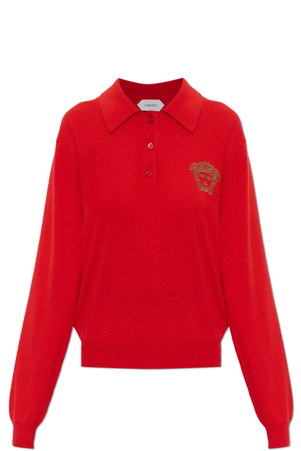 Versace Кашмирена поло тениска с глава „Медуза“