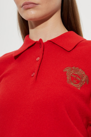Versace Кашмирена поло тениска с глава „Медуза“