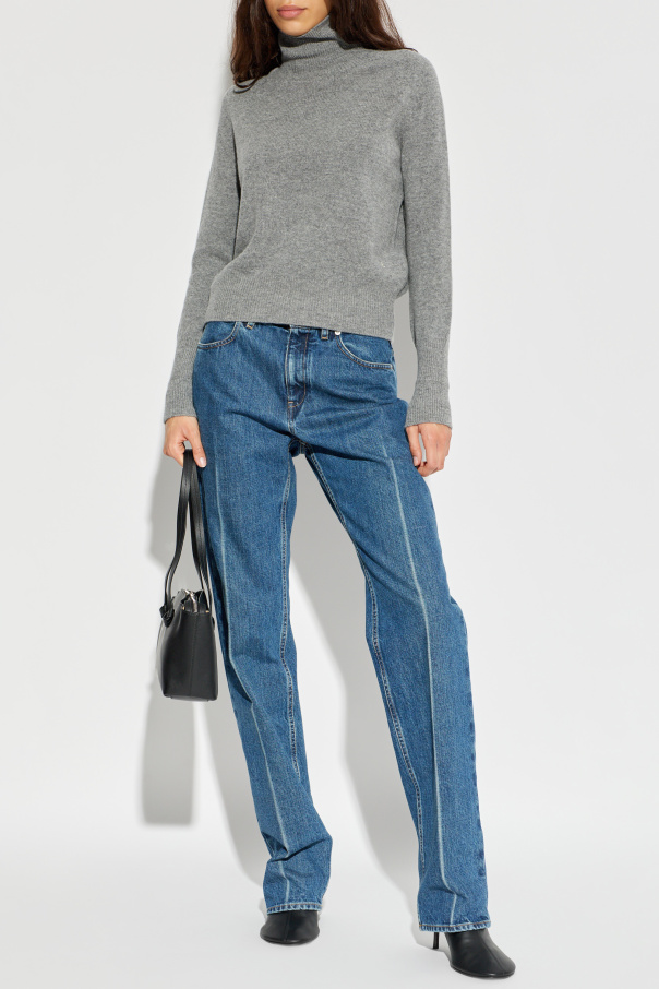 Victoria Beckham Jersey de lana de cuello alto con logo bordado