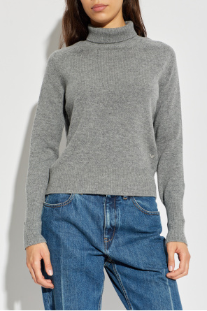 Victoria Beckham Jersey de lana de cuello alto con logo bordado