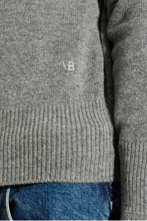 Victoria Beckham Jersey de lana de cuello alto con logo bordado