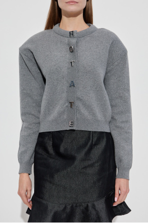 ROTATE Wełniany kardigan z logo