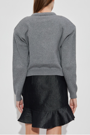 ROTATE Wełniany kardigan z logo