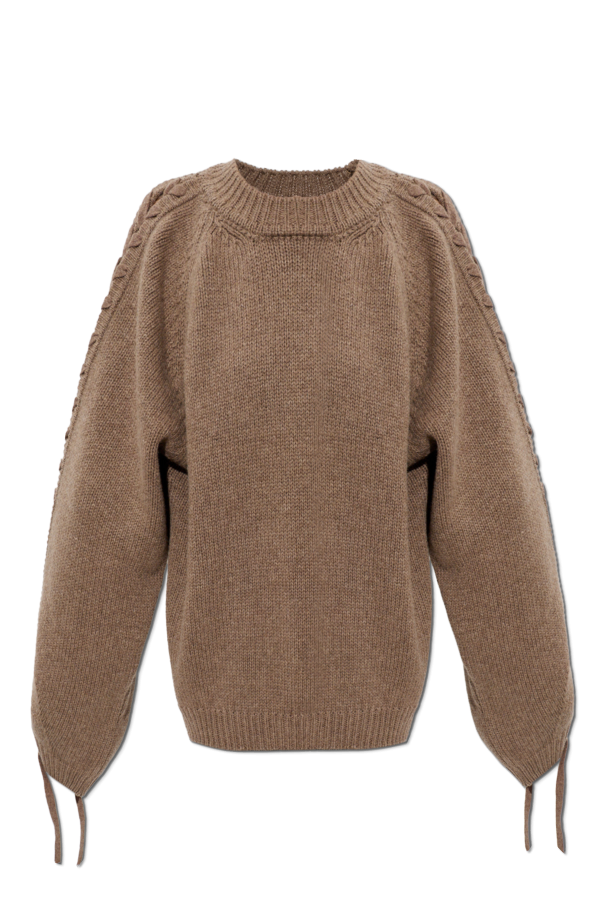 Wool sweater with ties on the sleeves od ROTATE