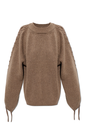 Wool sweater with ties on the sleeves