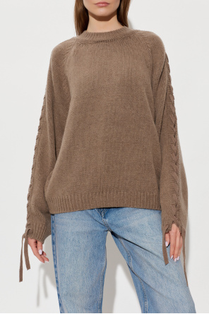 ROTATE Wool sweater with ties on the sleeves