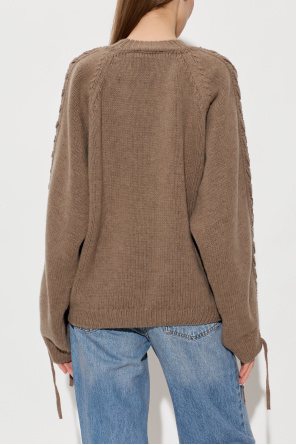 ROTATE Wool sweater with ties on the sleeves