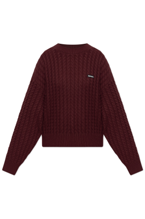 Wool sweater with logo patch