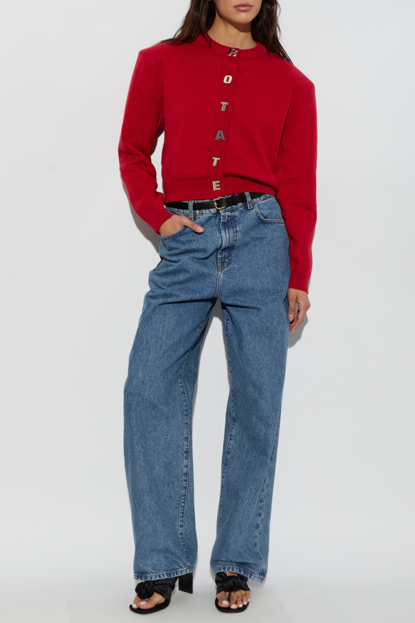 ROTATE Cotton cardigan with shoulder pads