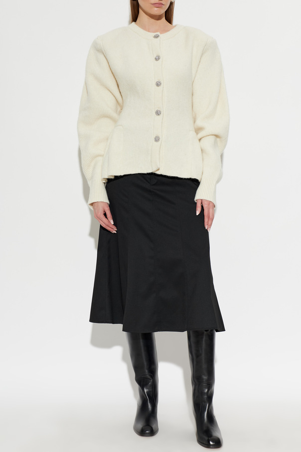 ROTATE Crewneck cardigan with shoulder pads
