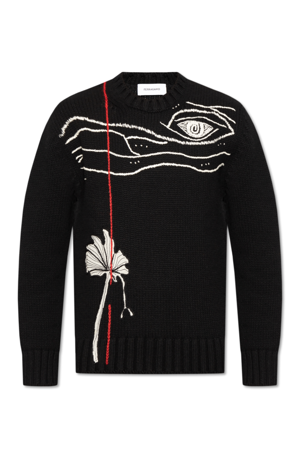 FERRAGAMO Sweter z dekoracyjnym haftem