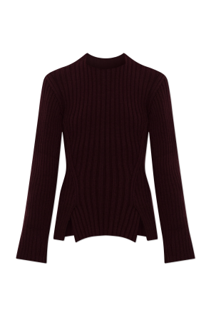 Wool sweater with double slit