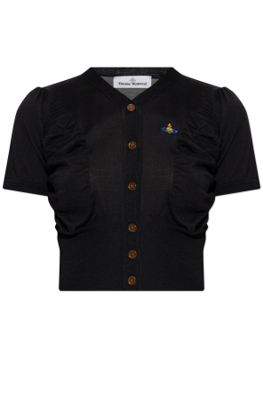 Wool cardigan with short sleeves