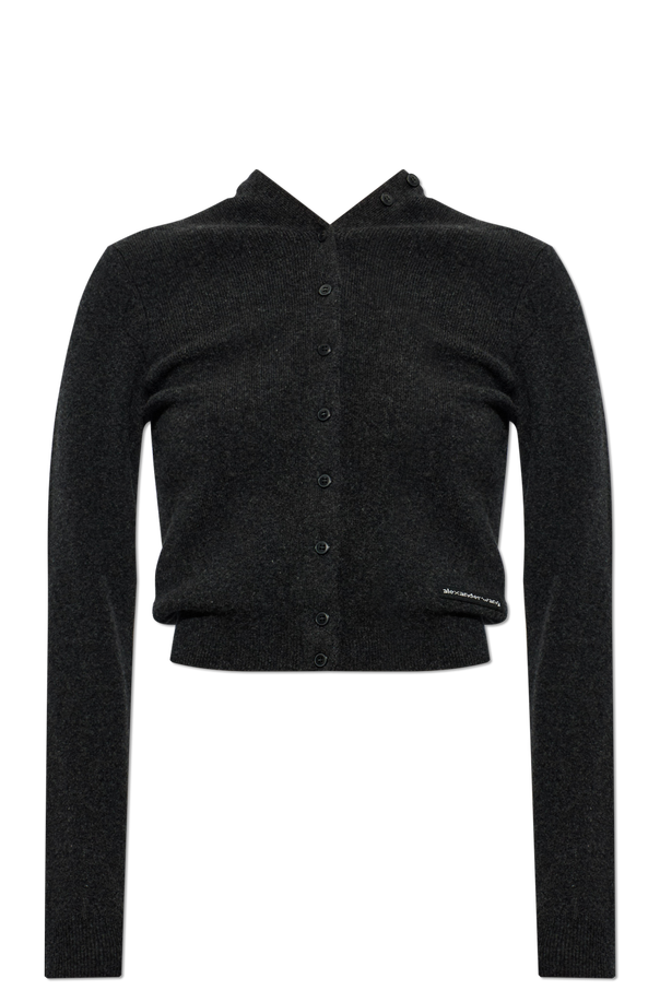 Alexander Wang Wollene Strickjacke mit Logo-Aufnäher