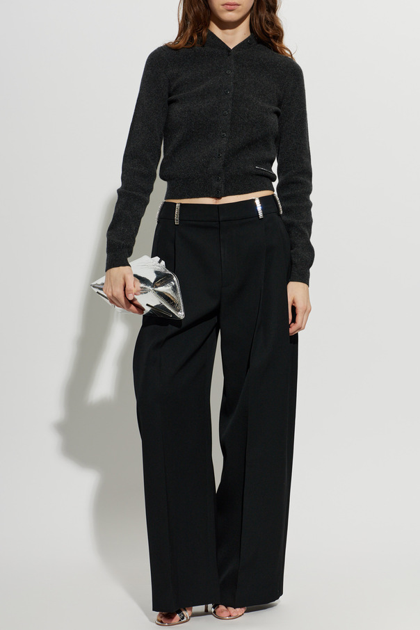 Alexander Wang Wollene Strickjacke mit Logo-Aufnäher