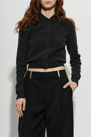 Alexander Wang Wollene Strickjacke mit Logo-Aufnäher