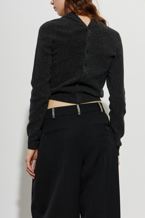 Alexander Wang Wollene Strickjacke mit Logo-Aufnäher
