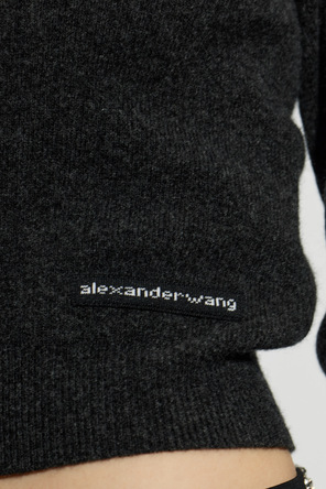 Alexander Wang Wollene Strickjacke mit Logo-Aufnäher