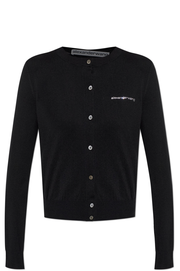 Cardigan with a shimmering logo od Alexander Wang