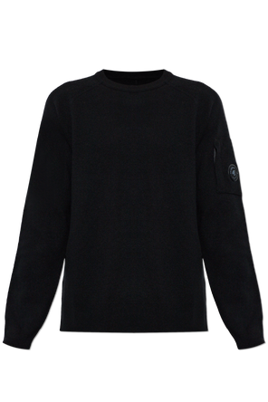 Wool sweater with sleeve pocket