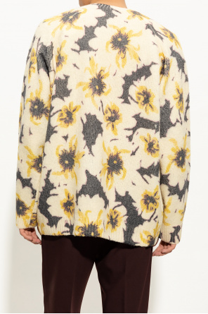 Mika pansy-print velvet sweatshirt Bianco Floral swearer
