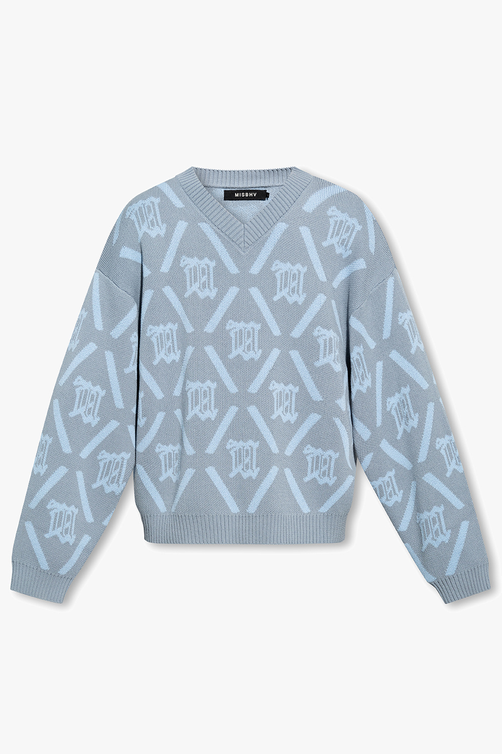 blue monogram sweater