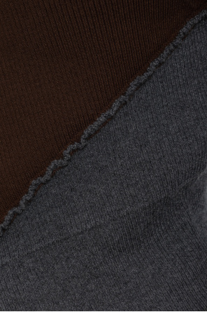 Black Satin Shoulder Pad Shirt Asymmetrical wool sweater