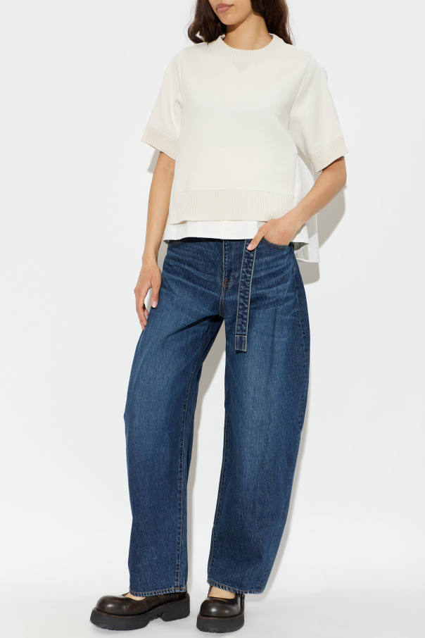 sacai Top de materiais combinados