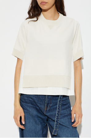 sacai Top de materiais combinados