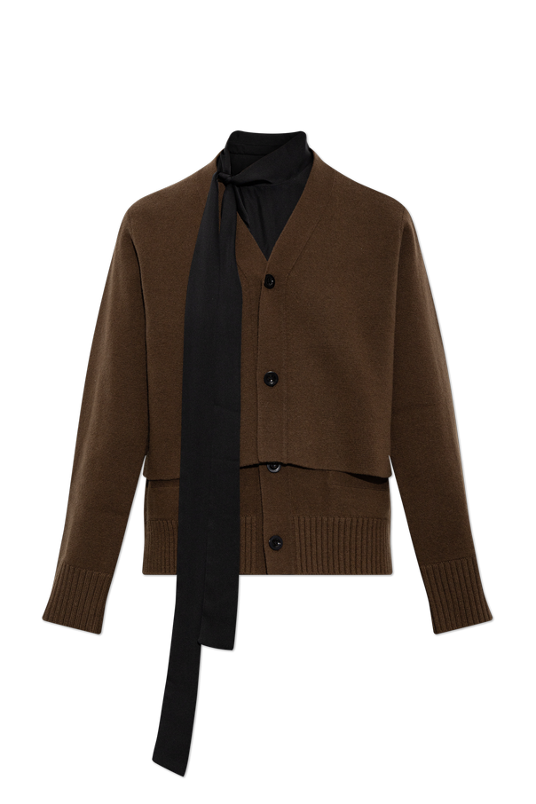 Cardigan made from combined materials od sacai