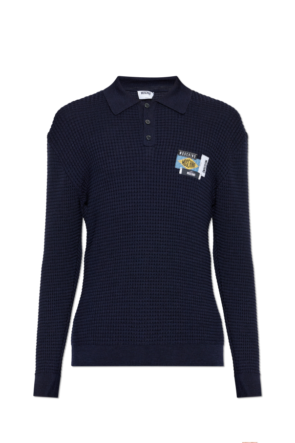 Wool polo with patches od Moschino
