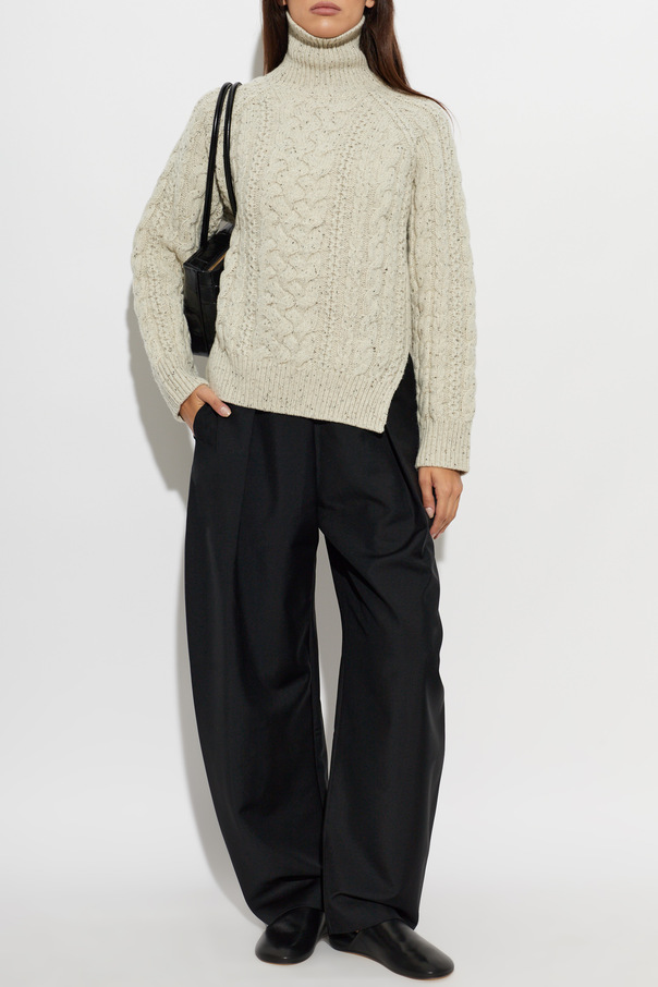 TOTEME Wool Turtleneck Sweater with Decorative Knit