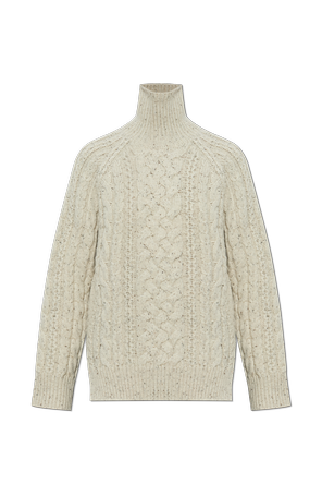 Wool Turtleneck Sweater with Decorative Knit