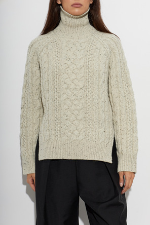 TOTEME Wool Turtleneck Sweater with Decorative Knit