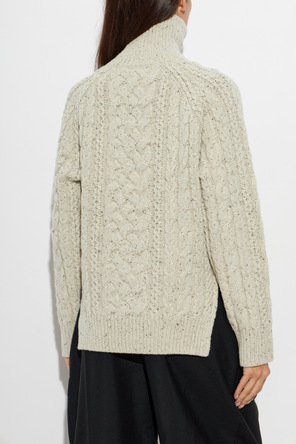 TOTEME Wool Turtleneck Sweater with Decorative Knit