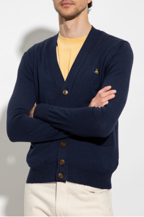 Vivienne Westwood stripe-pattern wool scarf hoodie Blue