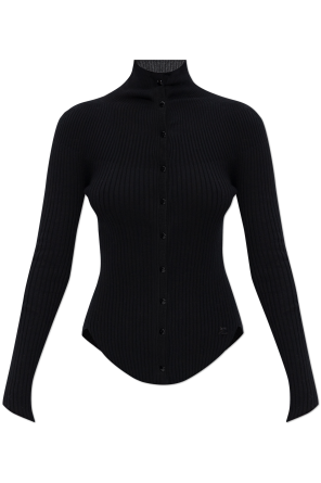 Cardigan with stand-up collar