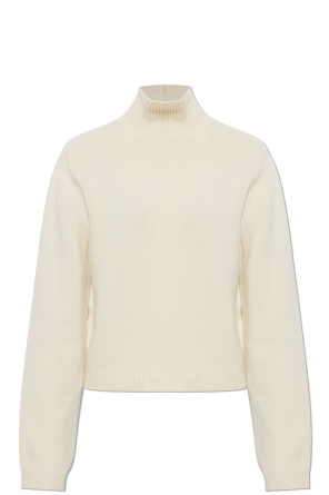 Wool turtleneck with sewn-in shoulder pads