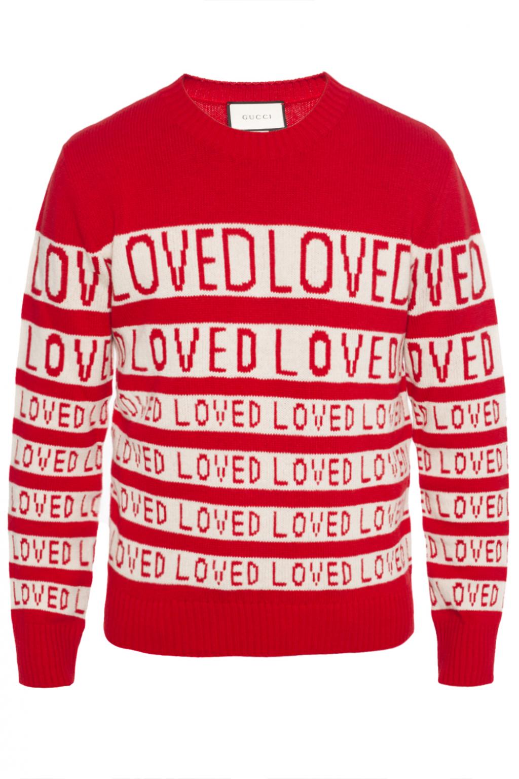 gucci red and white striped sweater