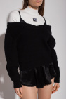 T by Alexander Wang Short embroidered sweater with V-neck