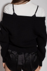 T by Alexander Wang Short embroidered sweater with V-neck