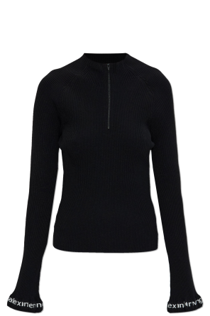 Fitted top with stand-up collar